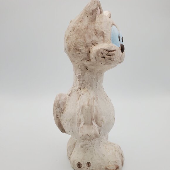 Vintage Anthropomorphic Cat Figurine Textured Terracotta Big Feet Cute Face - Picture 2 of 6